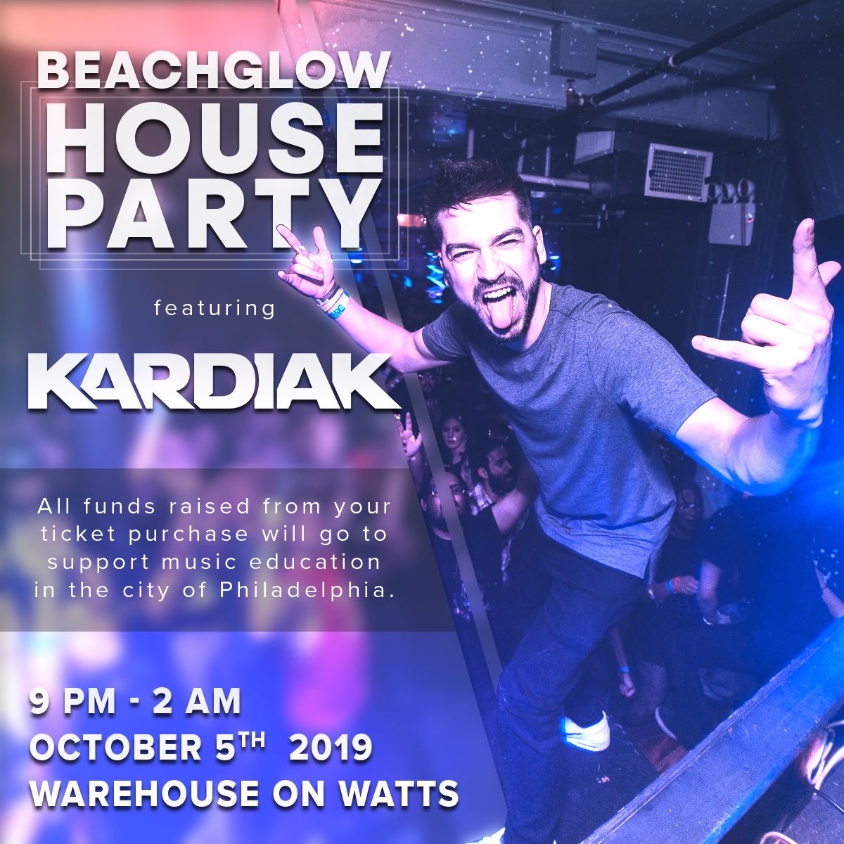 Beachglow House Party flyer.