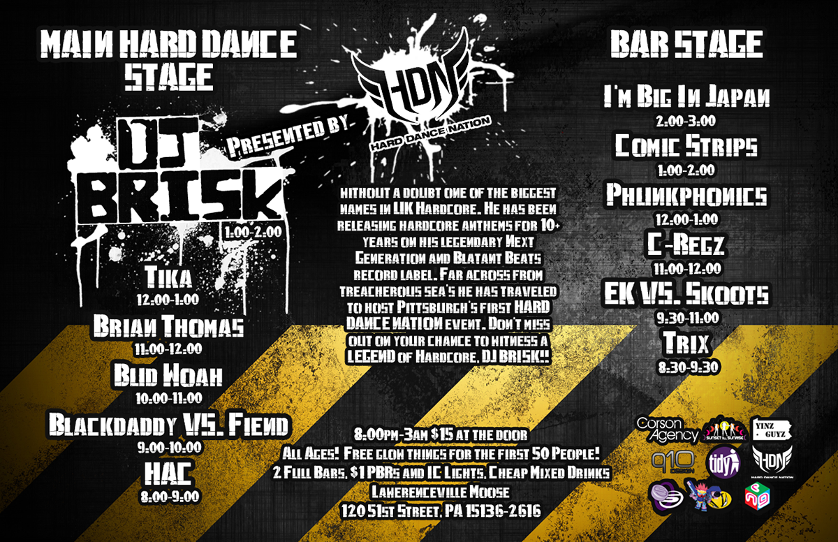 Back of the HDN presents DJ Brisk flyer