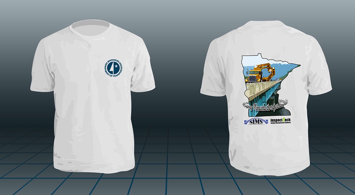 Mockup of the front and back of the MnDOT shirt.