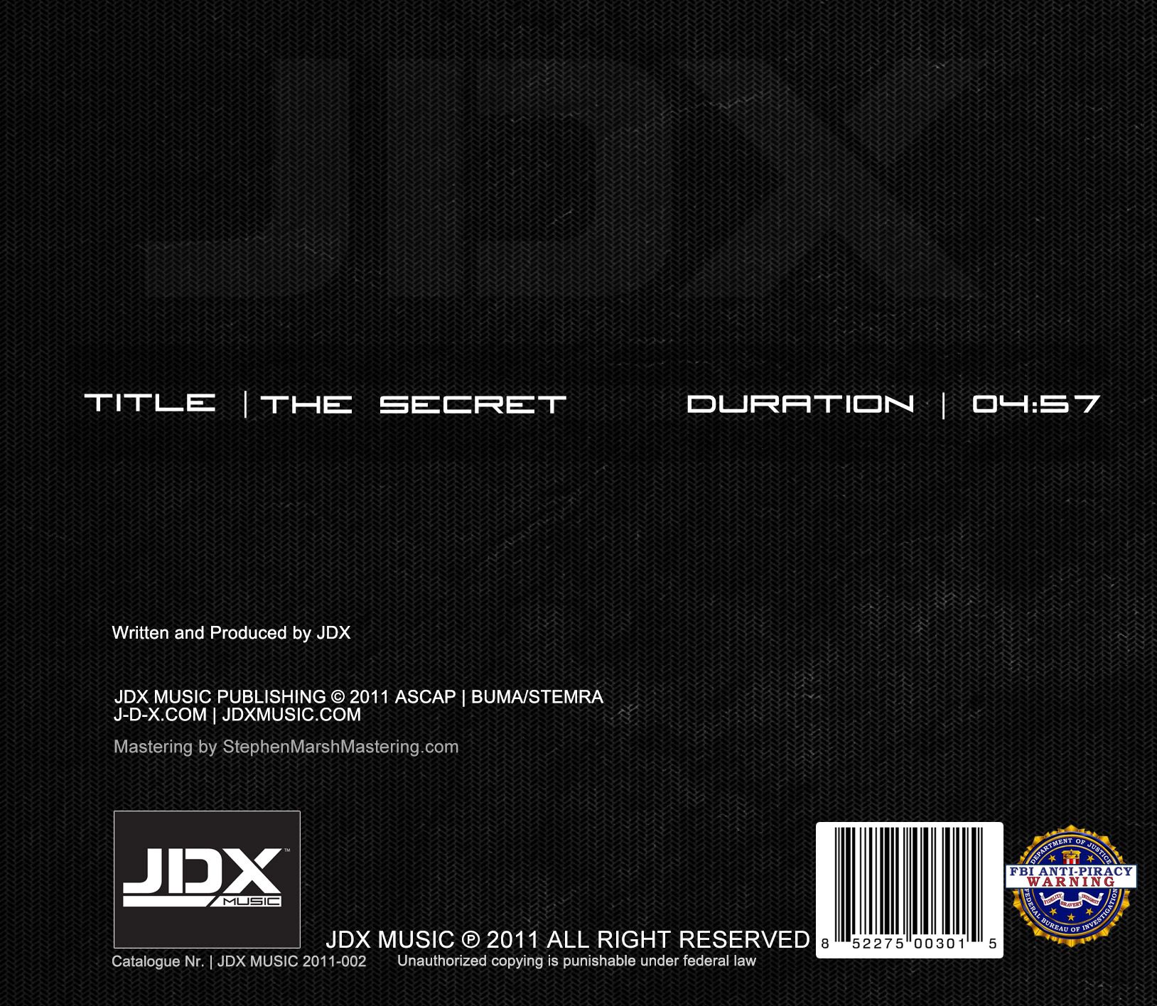 JDX - The Secret album art back.